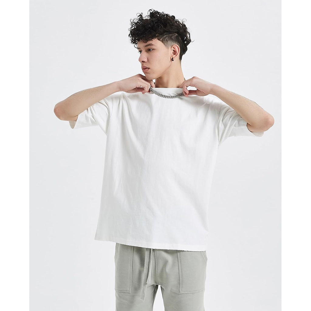 Mens Oversized T-Shirts Fashion Loose Fit Crewneck Tshirt Streetwear Heavyweight Short Sleeve Gym Workout Tops