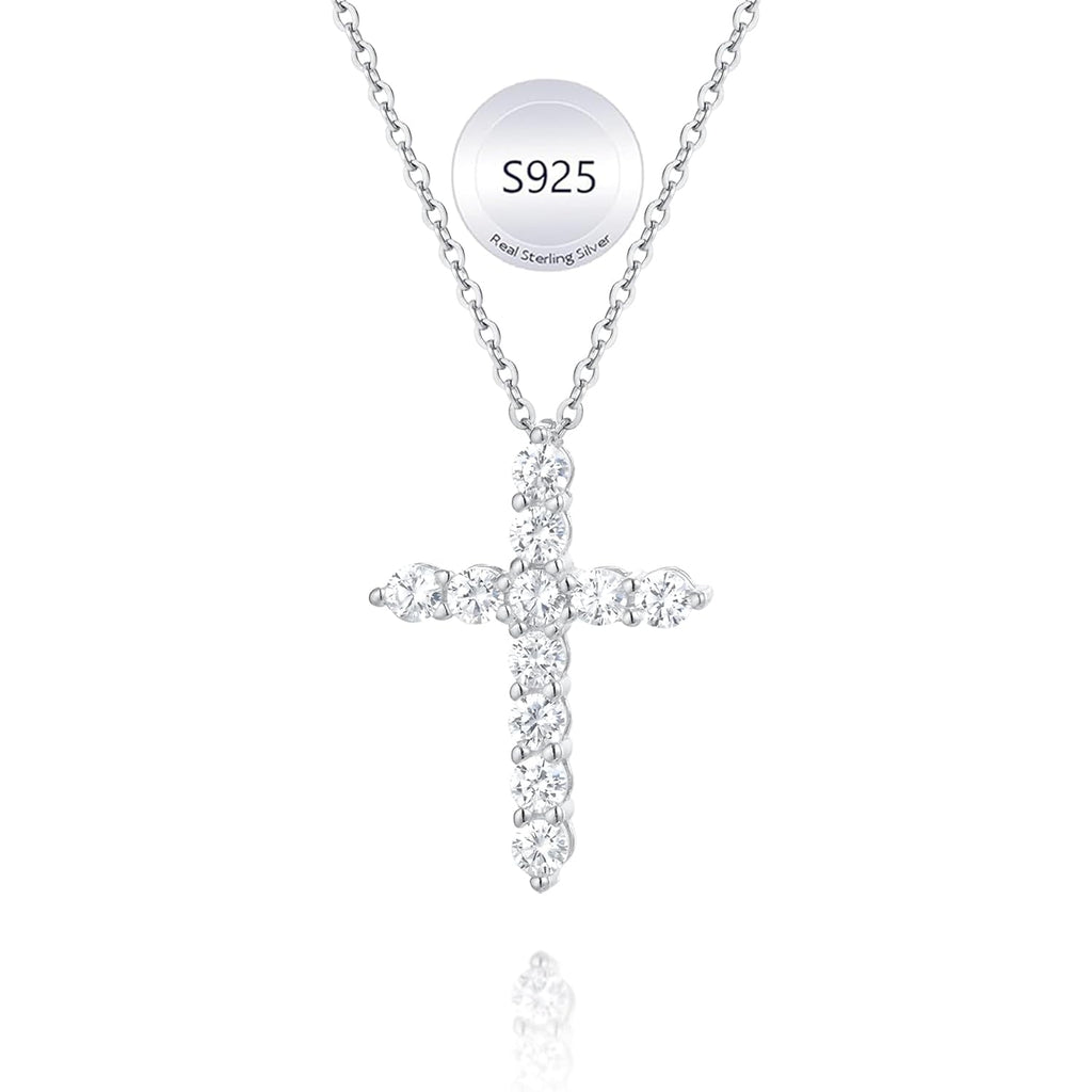 925 Sterling Silver Cross Necklaces for Women 18K Gold Plated Cubic Zirconia Cross Pendant Necklace Easter Baptism Religious Jewelry Minimalist Gift