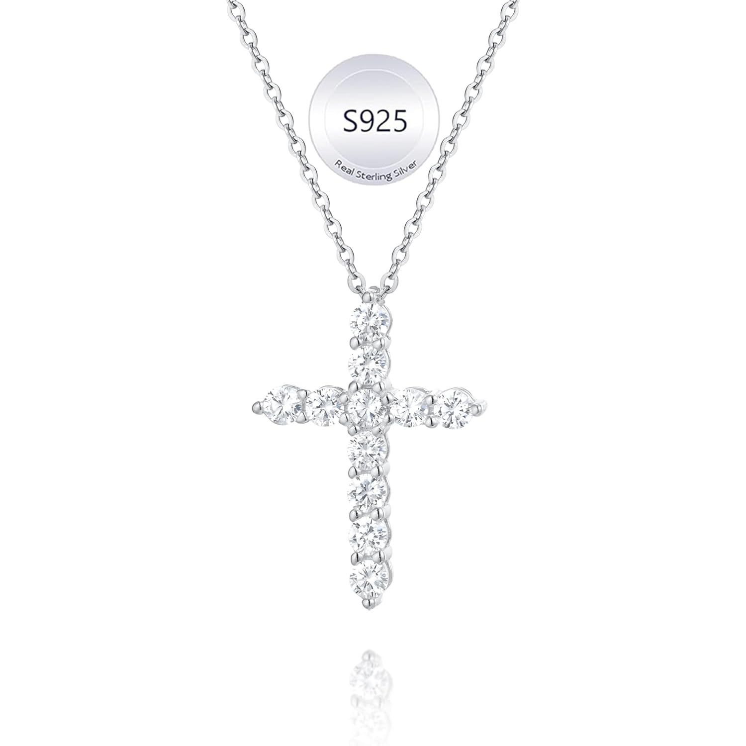 925 Sterling Silver Cross Necklaces for Women 18K Gold Plated Cubic Zirconia Cross Pendant Necklace Easter Baptism Religious Jewelry Minimalist Gift