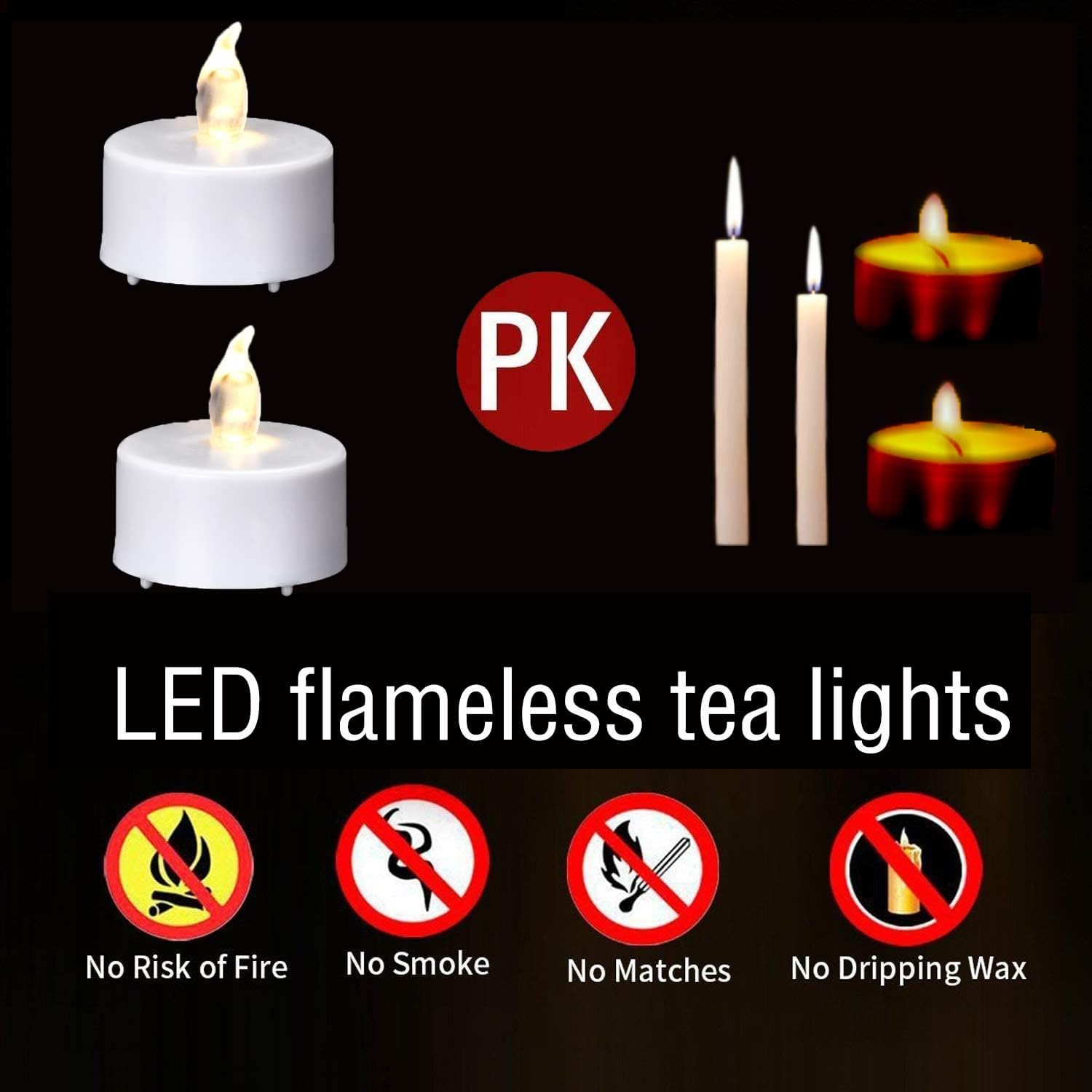 Battery Operated Led Tea Lights: 24Pack Flameless Votive Candles Lamp Realistic And Bright Flickering Holiday Gift Long Lasting 200Hours For Seasonal & Festival Celebration Warm White