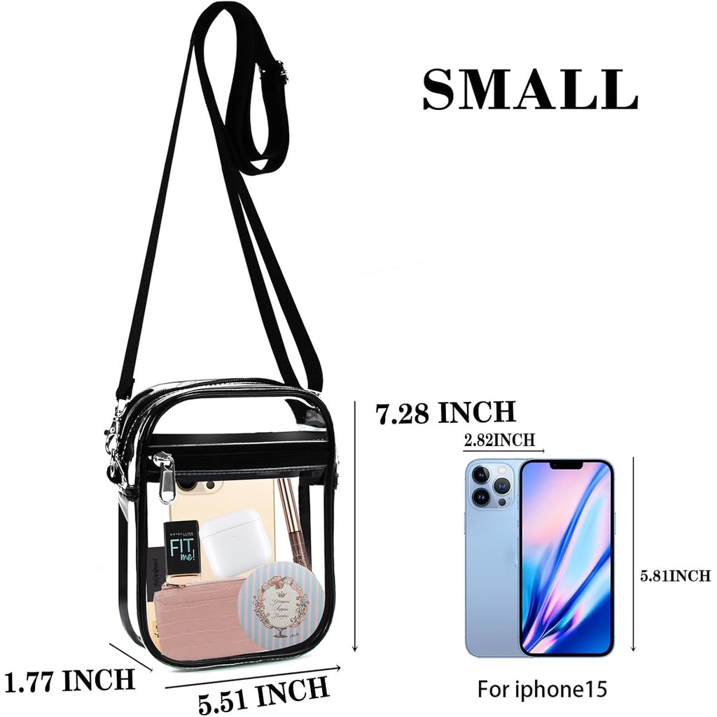 Fibrdoo Clear Crossbody Purse Bag, Clear Bag Stadium Approved with Front Pocket for Concerts Sports Festivals