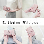 Topkull Bifold Small Rfid Soft Leather Ladies Trifold Wallets Billfolds Mini Wristlet Clutch Cute Zipper Coin Purse With Wrist Strap (Pink)
