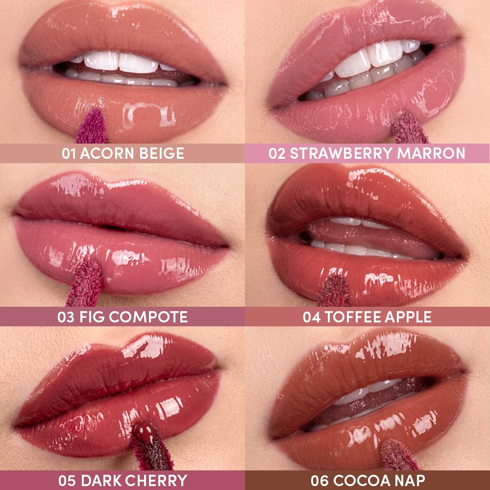 Colorgram Fruity Glass Tint Deep Glaze 03 Fig Compote I Korean Makeup Ultimate Sugar-Coated Glow And Non-Stickty Lightweight Finish I High-Shine Glossy I Korean Lip I Summer Make Up
