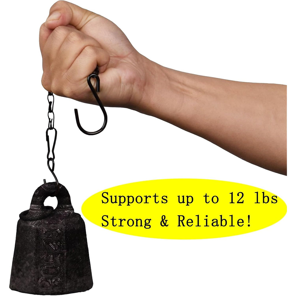 Chain For Hanging Plants,11 Inch Black Hanging Chain, Small Hanging Basket Chain Kits With Hooks For Bird Feeder Hanging Basket Extender Porch Wind Chime (Black, 11 Inch-6Pcs)