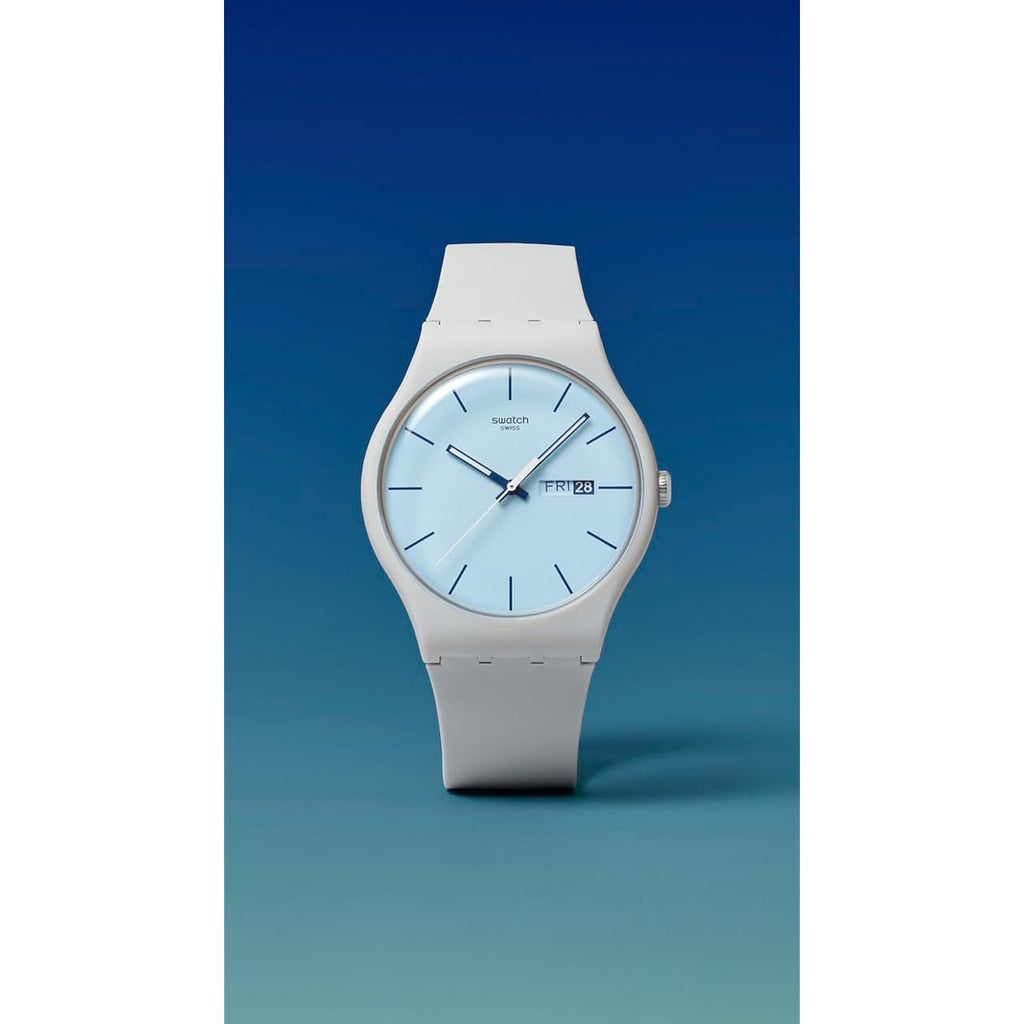 Swatch New Gent Biosourced Unisex Watch Casual Polymer Grey Quartz Waterproof Blueberry Sky