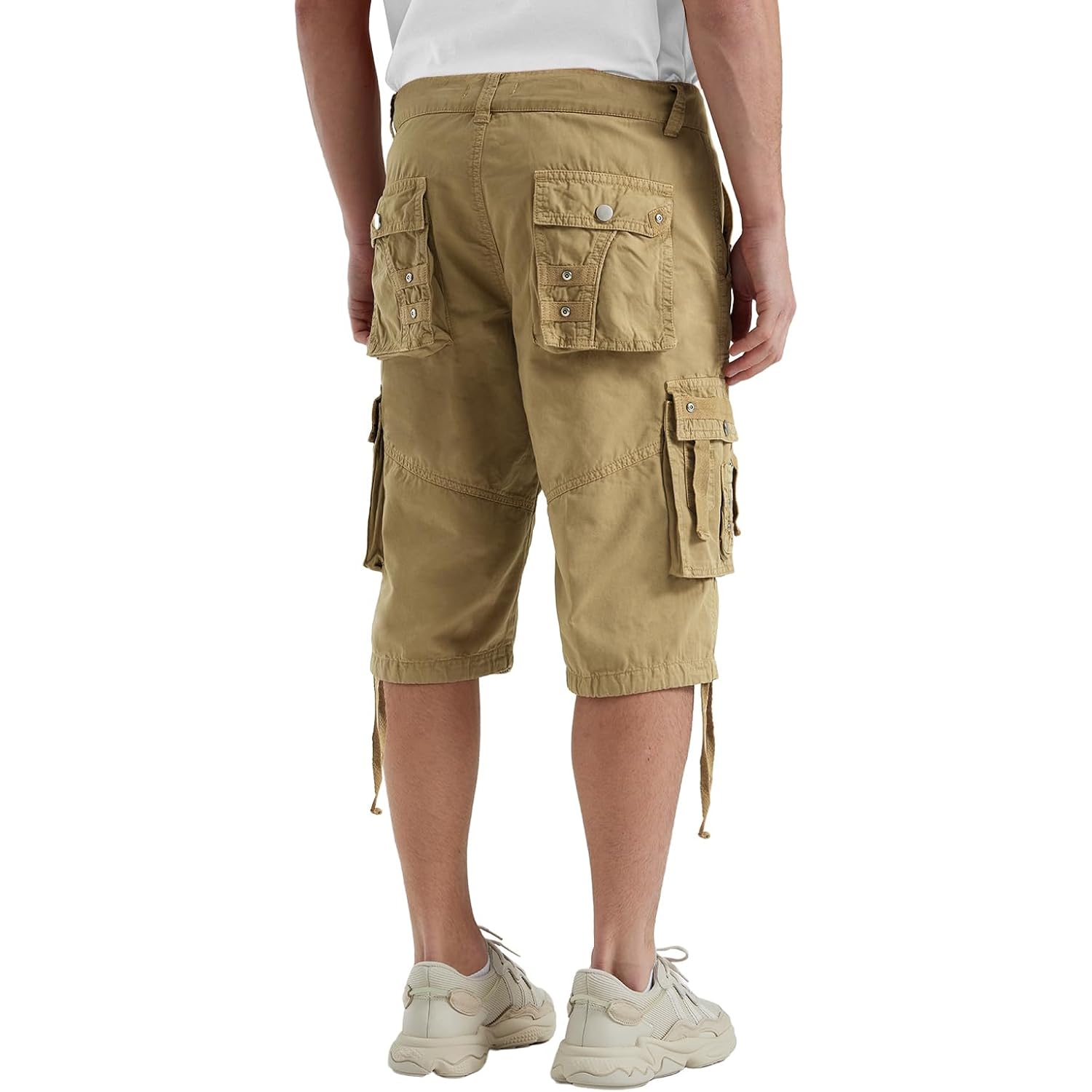 Cargo Shorts For Men Casual 3/4 Capri Pants With Pockets Long Below Knee Length Loose Fit Hiking Work