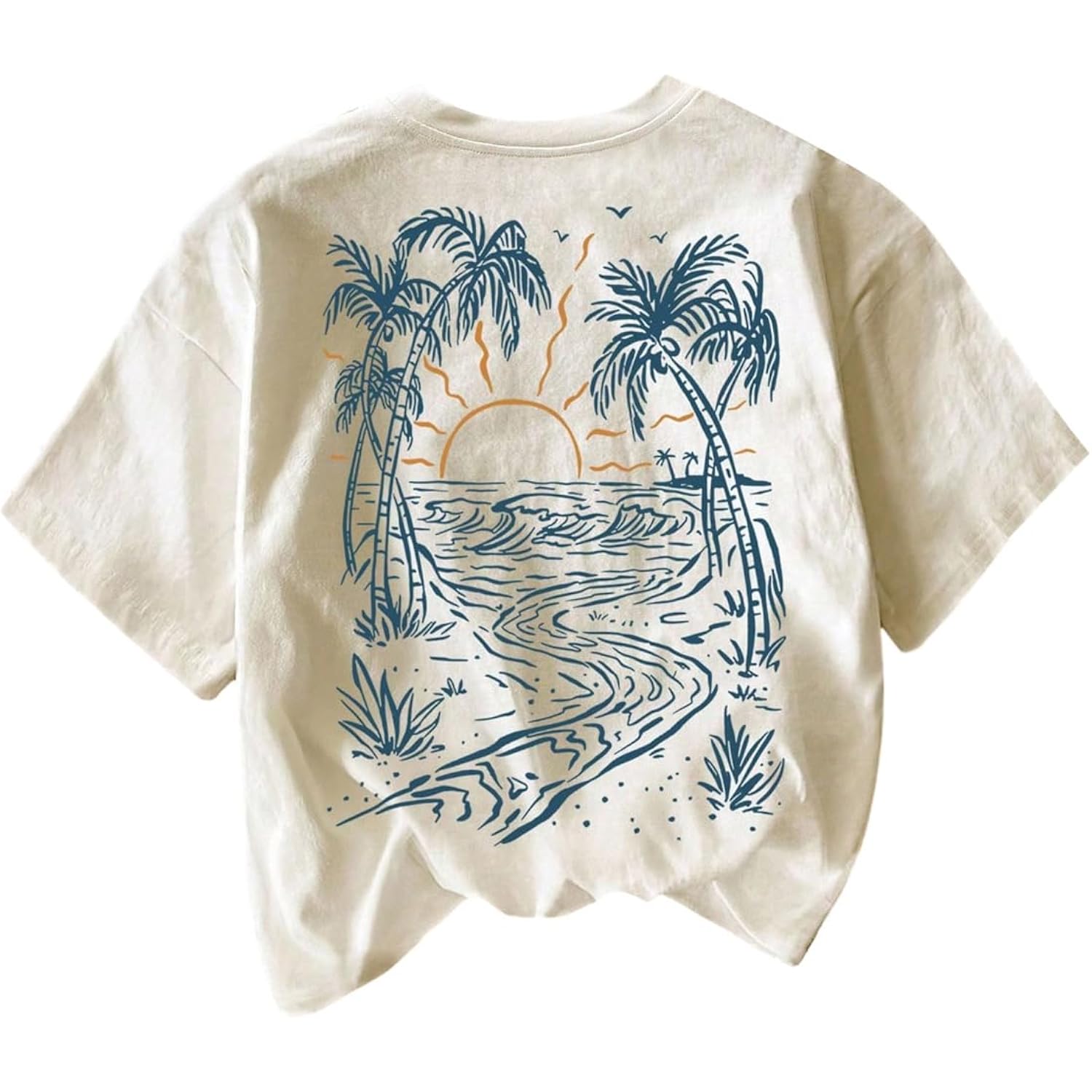 SOLY HUX Women's Graphic Tshirts Tropical Print Short Sleeve Crew Neck Vacation Summer Tee Tops Apricot Graphic