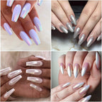1 Box Laser Nail Glitter Peacock Mirror Powder Laser Dust Nail Art Chrome Pigment Powder Rose Gold Silver Mix Nail Art Glitter Sequins DIY Sparkly Paillette Charm Flakes Gel Nail Decorations