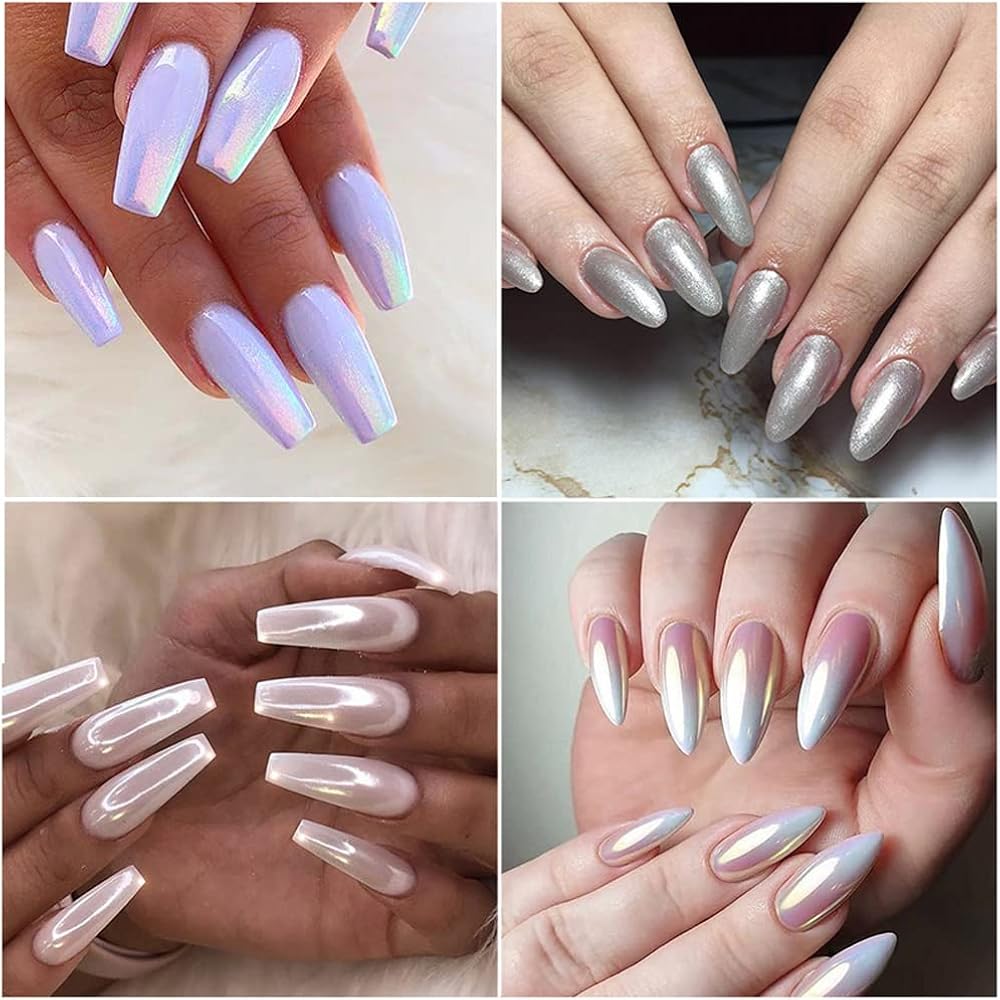 1 Box Laser Nail Glitter Peacock Mirror Powder Laser Dust Nail Art Chrome Pigment Powder Rose Gold Silver Mix Nail Art Glitter Sequins DIY Sparkly Paillette Charm Flakes Gel Nail Decorations