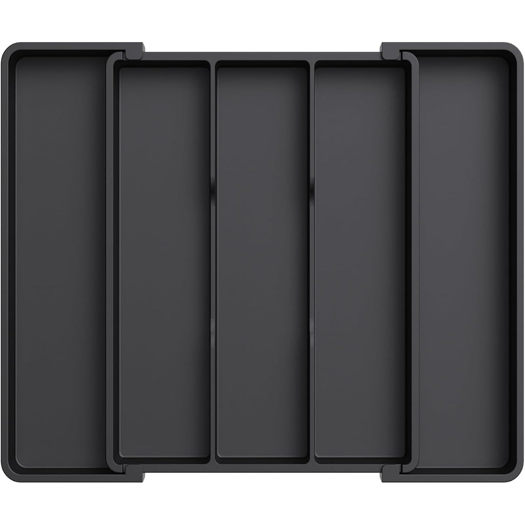 Lifewit Utensil Organizer For Kitchen Drawers, Expandable Cooking Utensil Tray, Adjustable Cutlery Silverware Flatware Holder, Plastic Spatula Tools Storage Divider, 11-18 X 14", Black