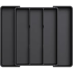 Lifewit Utensil Organizer For Kitchen Drawers, Expandable Cooking Utensil Tray, Adjustable Cutlery Silverware Flatware Holder, Plastic Spatula Tools Storage Divider, 11-18 X 14", Black