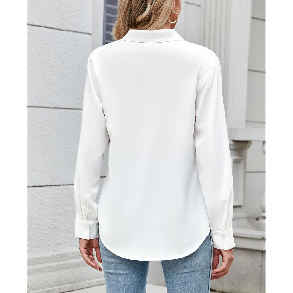 Womens Long Sleeve Button Down Shirt Ultra-Soft Stretch Wrinkle-Free Work Casual Business Office Blouse