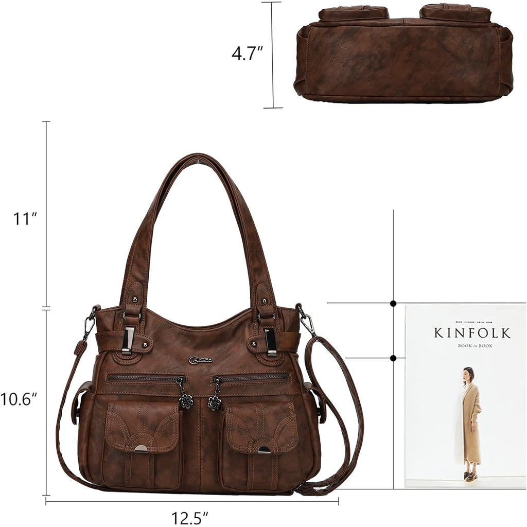 Women'S Large Purses Handbags Pu Leather Multi-Pocket Shoulder Bag | Large