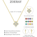 ZOERAY Mothers Day Gifts Birthstone Necklace for Women Non Tarnish 14K Gold Plated Four Leaf Clover Necklace Dainty Gold Choker Necklaces for Women Trendy CZ Emerald Pendant Necklace Birthday Jewelry