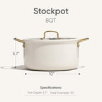 CAROTE 8QT Full Clad Tri Ply Stainless Steel Stock Pot with Lid, Kitchen Soup Pot, All Stoves Compatible, Oven & Dishwasher Safe, Stay Cool Handle, White, Mothers Day Gifts