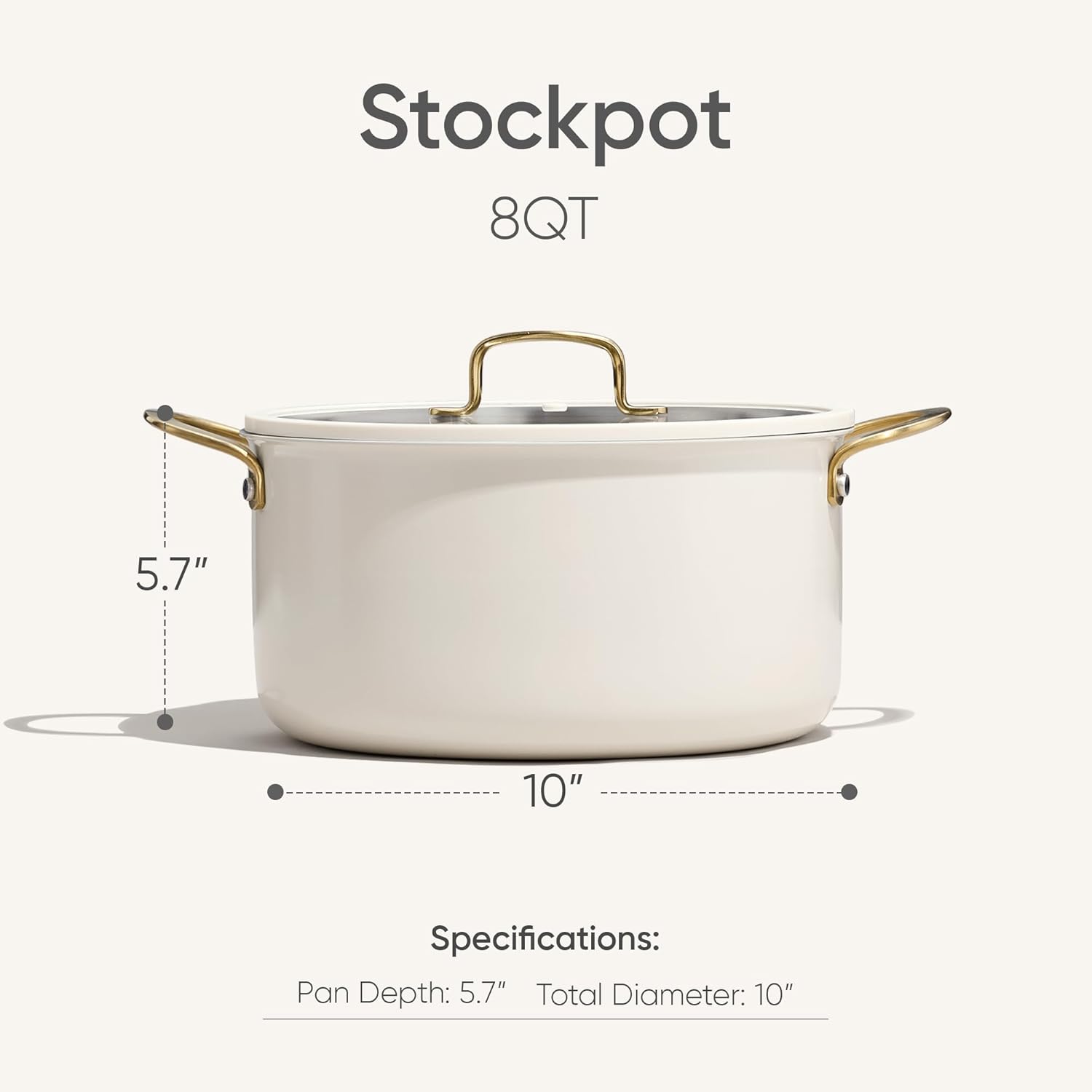 CAROTE 8QT Full Clad Tri Ply Stainless Steel Stock Pot with Lid, Kitchen Soup Pot, All Stoves Compatible, Oven & Dishwasher Safe, Stay Cool Handle, White, Mothers Day Gifts