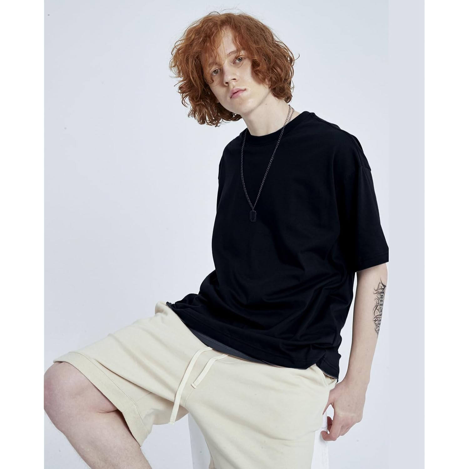 Mens Oversized T-Shirts Fashion Loose Fit Crewneck Tshirt Streetwear Heavyweight Short Sleeve Gym Workout Tops