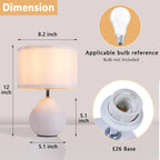 Sottae 12'' White Ceramic Table Lamp, Leaf Patterned Ceramic Desk Lamp Small Bedside Lamp With Linen Shade, Mid Century Modern Nightstand Lamp For Bedroom Living Room Reading Room