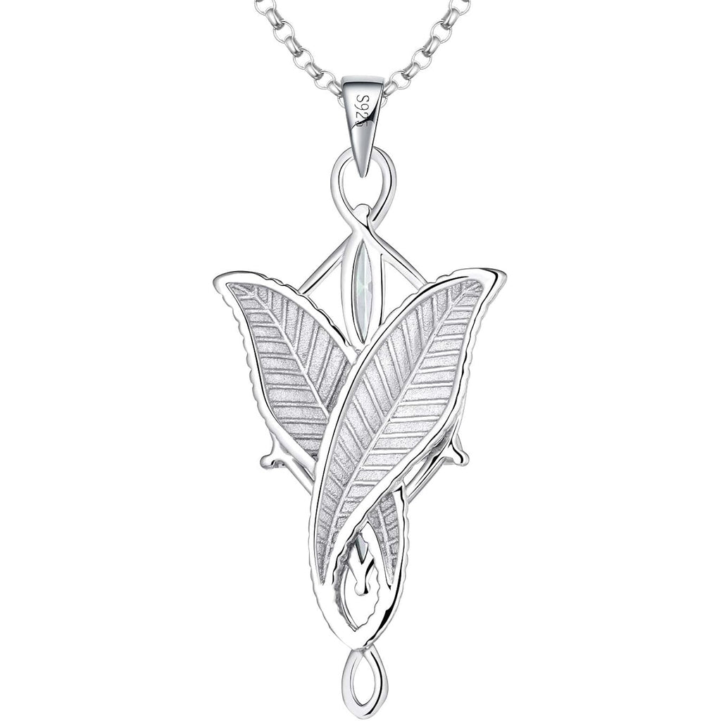 JO WISDOM Arwen Evenstar Necklace,925 Sterling Silver Lord of The Ring Hobbit Pendant Necklace with 5A Cubic Zirconia,Elvish Jewelry for Women