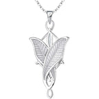 JO WISDOM Arwen Evenstar Necklace,925 Sterling Silver Lord of The Ring Hobbit Pendant Necklace with 5A Cubic Zirconia,Elvish Jewelry for Women
