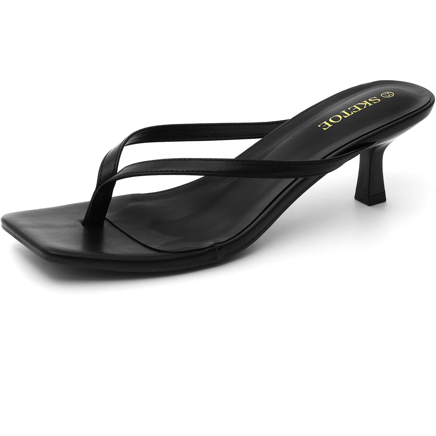 Kitten Heels For Women Square Toe Sandals Flip Flop Heels Thong Sandals Comfortable Summer 2 Inch Heels Sandals