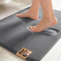 Gorilla Grip® Memory Foam Bath Rugs, Soft Absorbent Velvet Bathroom Mats, Durable Dots On Underside, Machine Washable Bathmat, Carpet Rug Room Decor For Shower Floor, 24X17 Mat, Graphite Gray