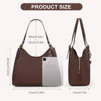 Brown Leather Tote Bag For Women Slouchy Purse Hobo Shoulder Bag Designer Handbags For Work Shopping Daily