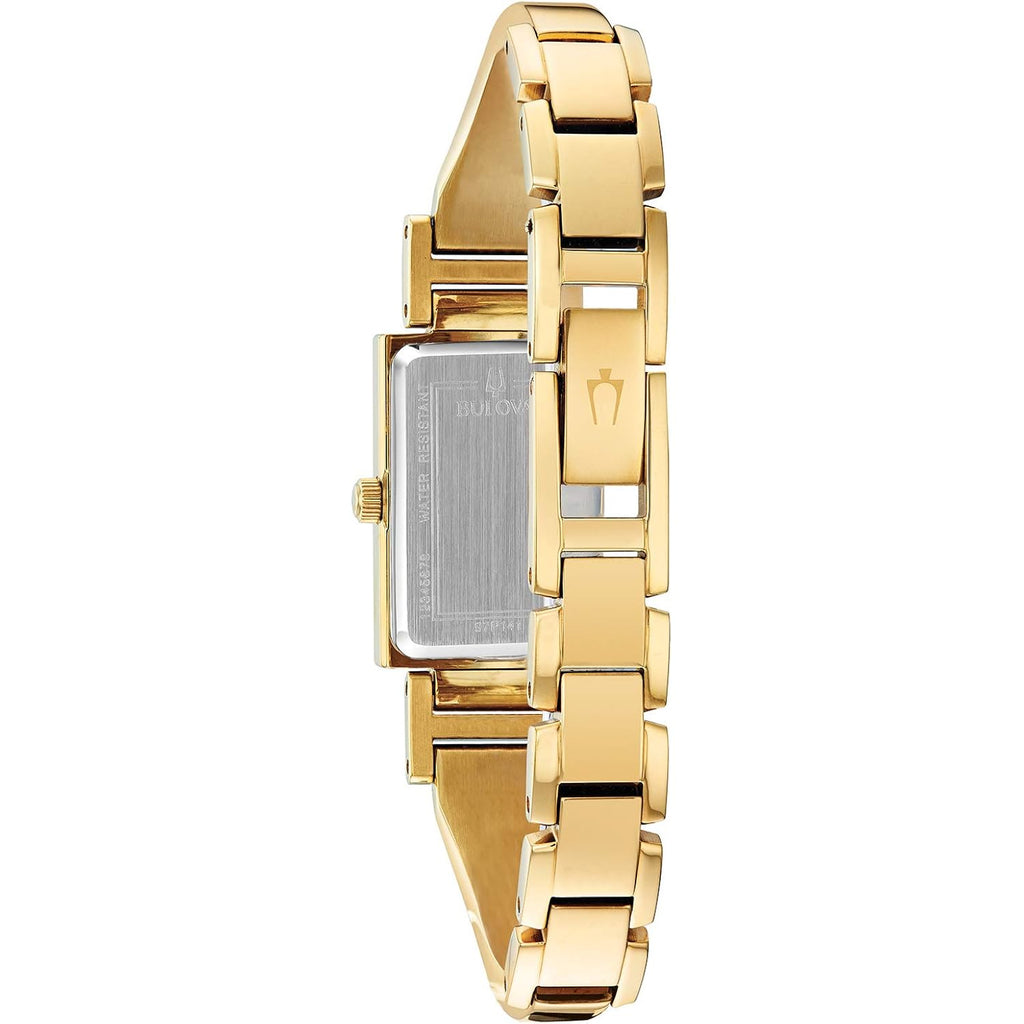 Bulova Ladies' Classic Diamond Dial Quartz Stainless Steel Watch, Rectangle, Mother-Of-Pearl