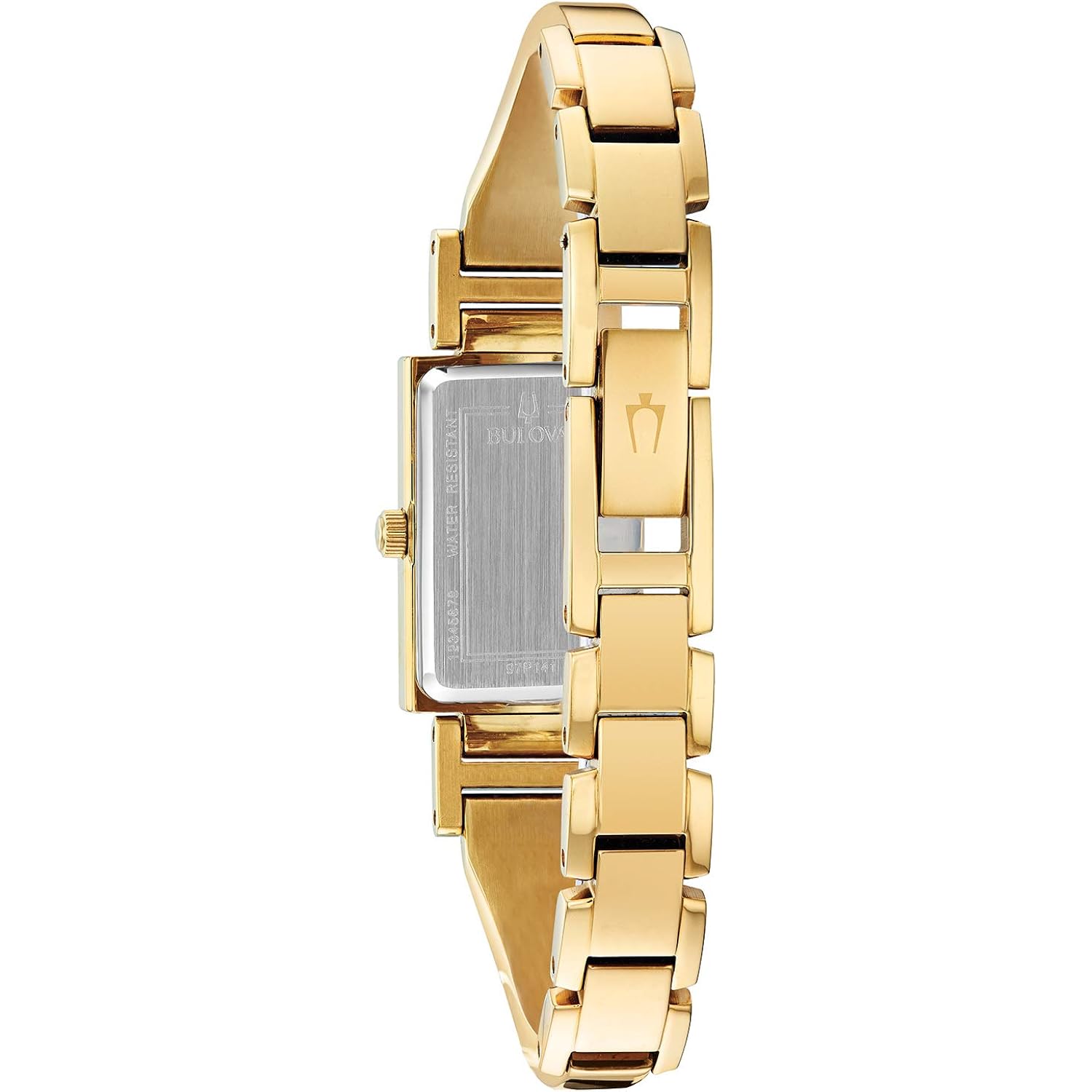 Bulova Ladies' Classic Diamond Dial Quartz Stainless Steel Watch, Rectangle, Mother-Of-Pearl