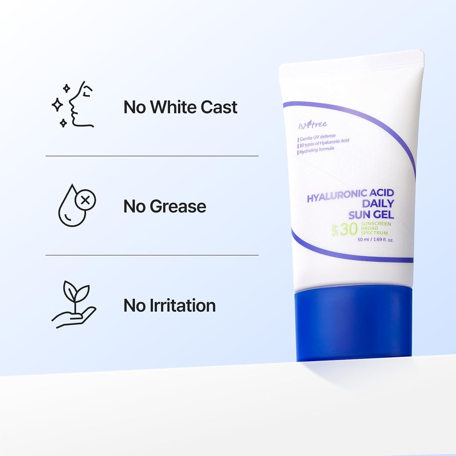 Isntree Hyaluronic Acid Daily Sun Gel Spf 30 | Korean Face Sunscreen With Hyaluronic Acid | Lightweight, Moisturizing Daily Sunscreen, No White Cast, 1.69 Fl Oz