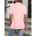 Womens Polo Shirts Short Sleeve Button Lapel Collared Summer Tops Business Casual Basic Tees