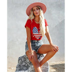 4th of July Shirts Women American Flag Patriotic T-Shirts USA Star Stripes Graphic Tee Tops