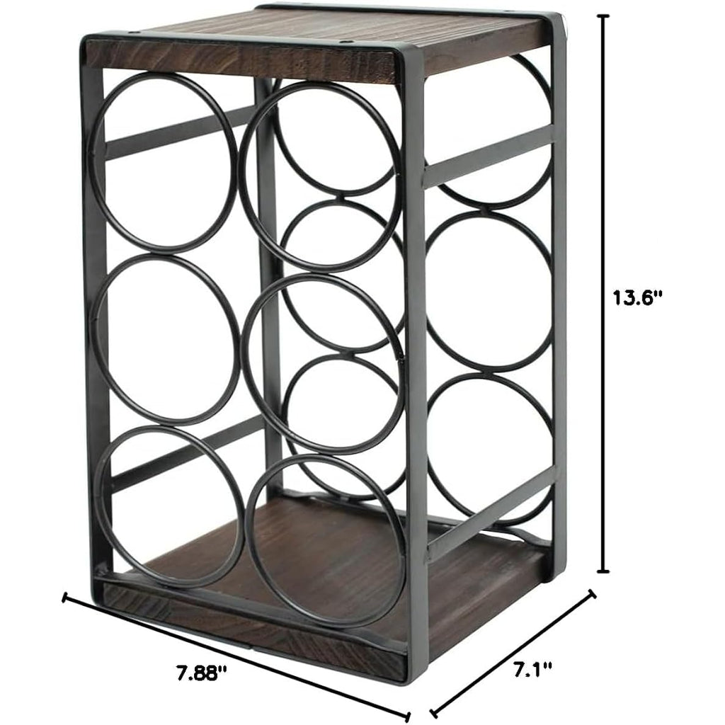 Rustic Wood Countertop Wine Rack 6 Bottles No Need Assembly Brown