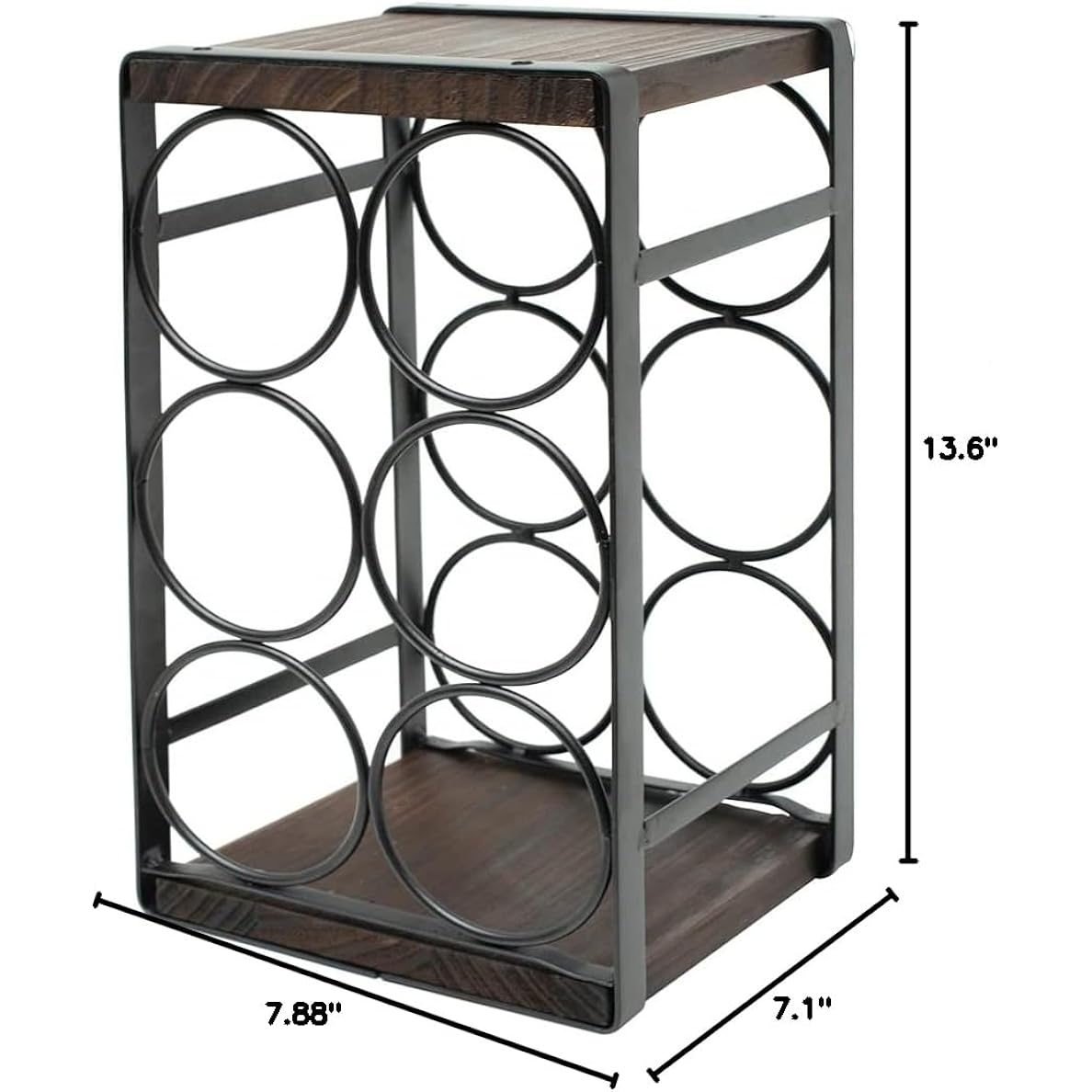 Rustic Wood Countertop Wine Rack 6 Bottles No Need Assembly Brown