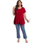 LARACE Short Sleeve Shirts for Womens Plus Size Tops Casual Summer Clothes Asymmetrical Tunic Blouses
