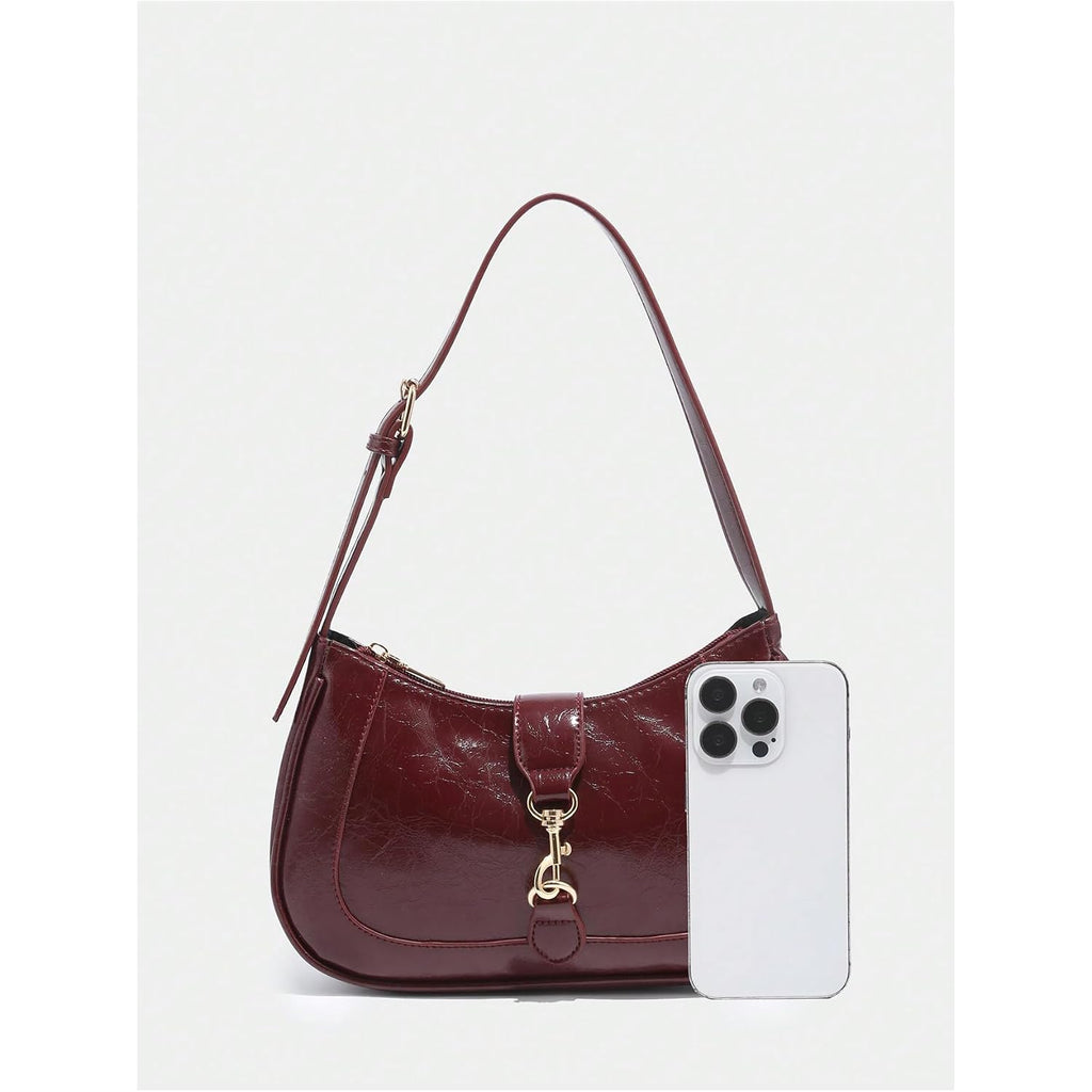 Women'S Retro Vintage Zipper Shoulder Bag Adjustable Strap Elegant Underarm Purse Handbags