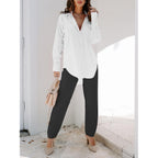 Siliteelon Oversized Button Down Shirts For Women Dress Shirts Long Sleeve Blouses Work Casual Tunics Tops With Pockets