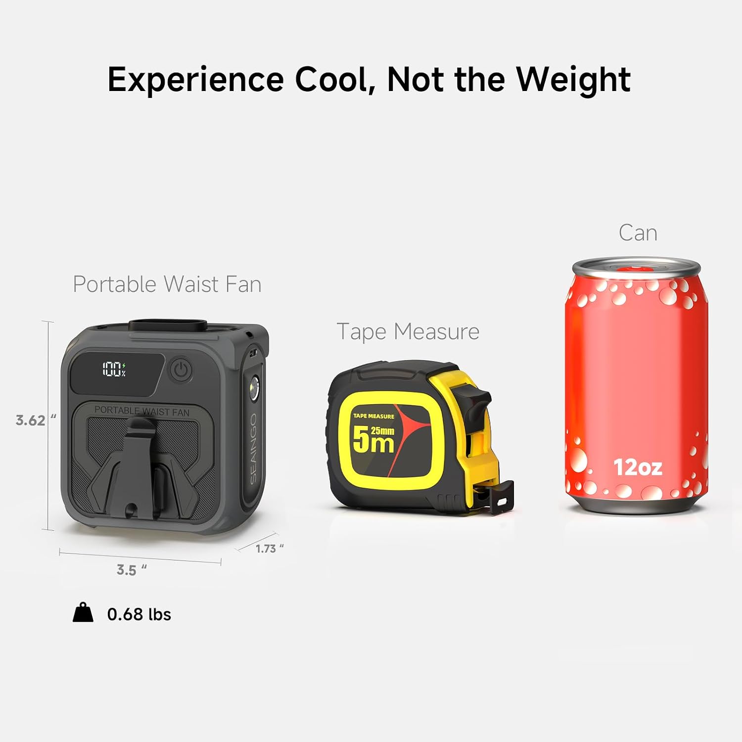 Portable Waist Fan Rechargeable – 10000Mah, 42 Ft/S Max, 5 Speeds 16000Rpm, Personal Cooling Wearable Clip Body Belt Shirt Fans, Hanging Neck Fan With Light