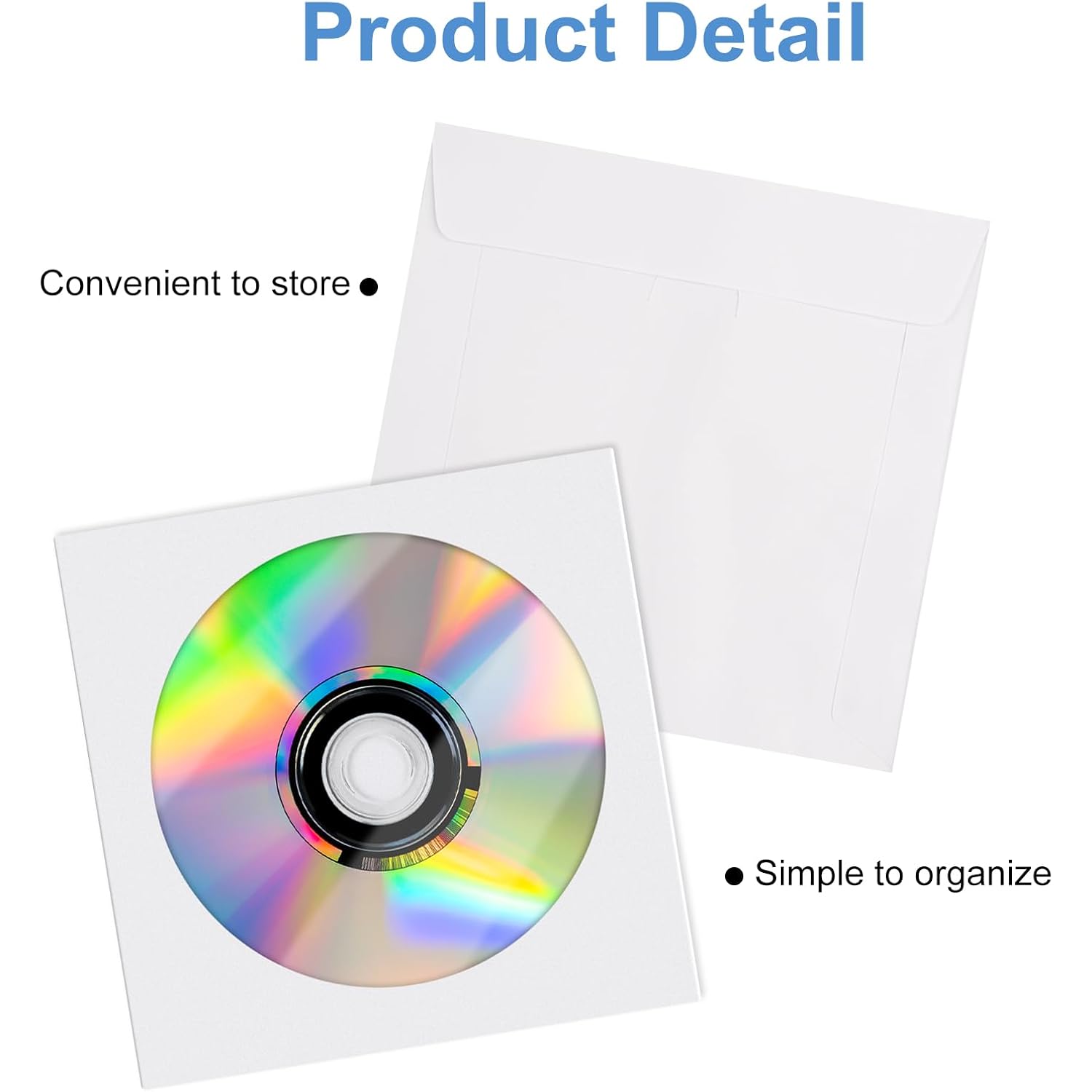 Cd Dvd Sleeves 200 Pack, White Cd Dvd Sleeves Envelope Holder With Clear Window And Flap (5X5 Inch/12.7X12.7 Cm)