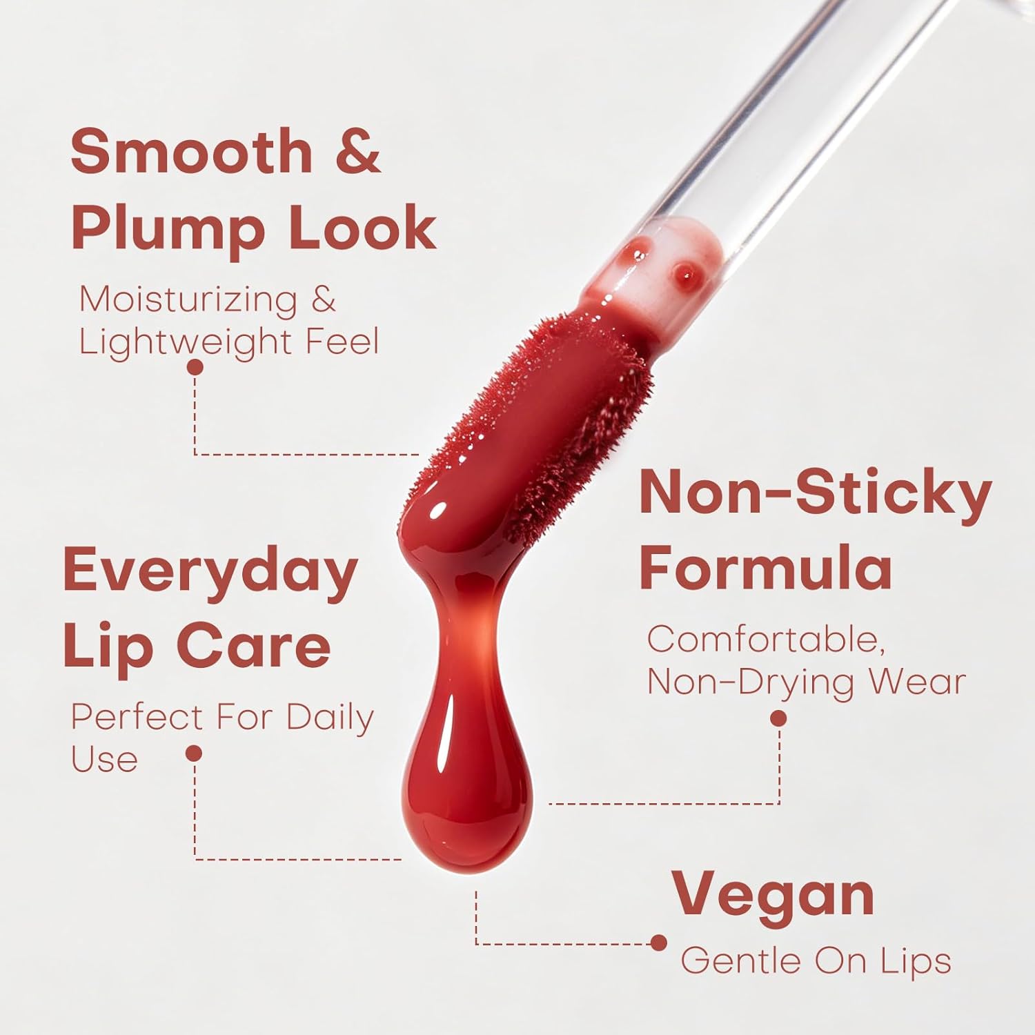 KIMUSE Water Gel Lip Tint 6 Colors Set, Highly Pigmented Long Lasting Moisturizing Glossy Lip Stains, Hydrate Lightweight Lip Gloss Makeup