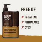 Every Man Jack Mens Amber + Sandalwood Hand & Body Lotion For All Skin Types - Dermatologist Tested & Hypoallergenic - Nourish Skin With Lightweight Fast Absorbing Lotion - 13.5Oz (2 Pack)