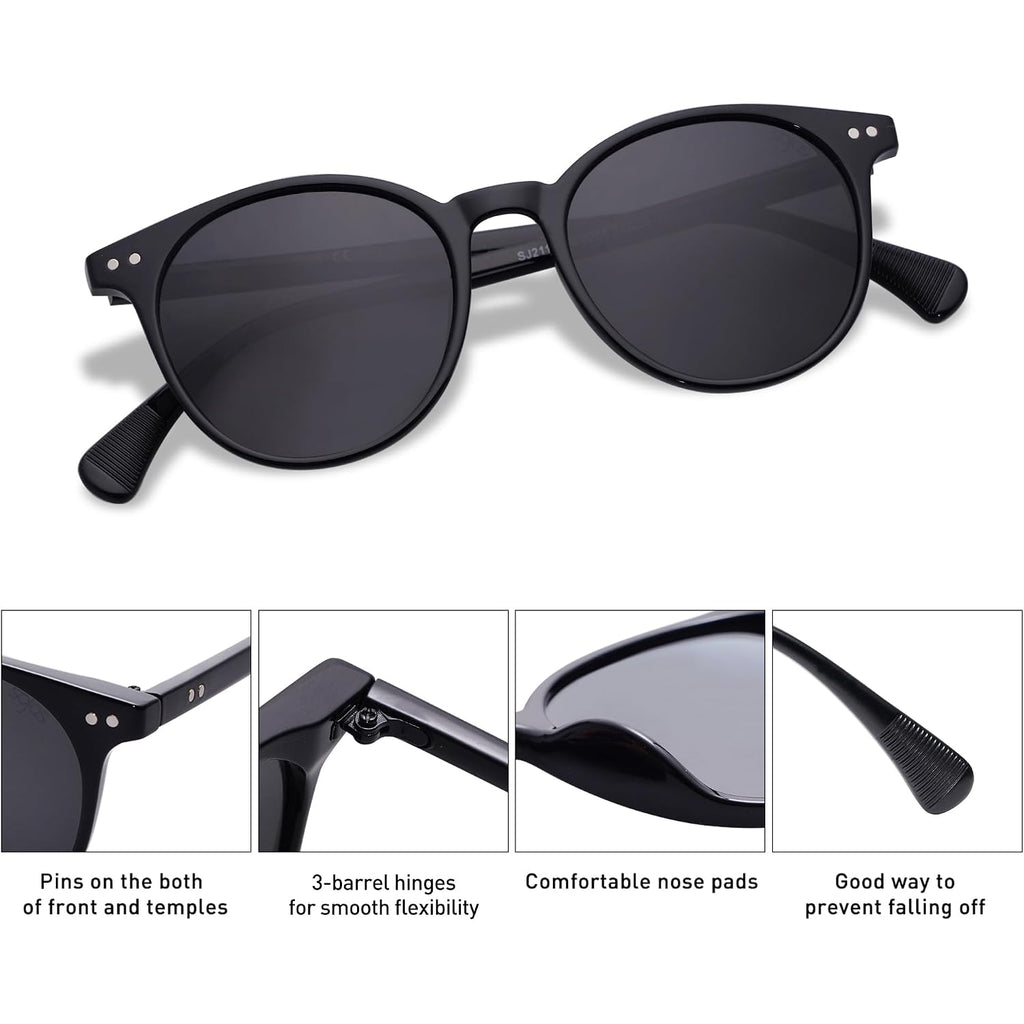 Sojos Small Round Classic Polarized Sunglasses For Women Men Vintage Style Uv400 Lens May Sj2113