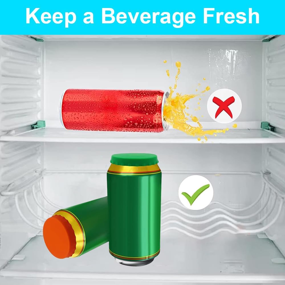 6 Pack Silicone Soda Can Lids, 6 Color BPA-Free Reusable Silicone Can Covers, Can Stopper or Protector For Soda, Beer, Drink, Juice, Coke, Beverage, Fits Standard Cans