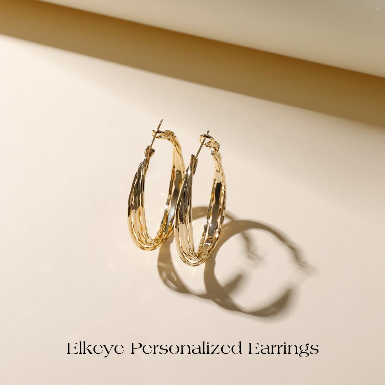 Golden Hoop Earrings For Women The Twisted Close-Fitting Hoop Shape Is Crafted With Gold-Plated Material And S925 Silver Pins Light Luxury Elegant Unique And Minimalist Style