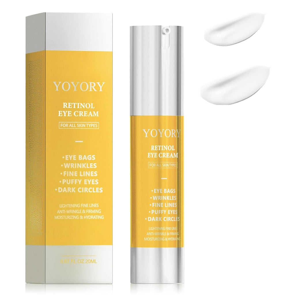 Retinol Eye Cream For Dark Circles & Puffiness – Hydrating & Moisturizing Under Eye Treatment For Wrinkles, Fine Lines & Eye Bags, Gold Formula For Smooth, Revitalized Skin, 0.65 Fl Oz