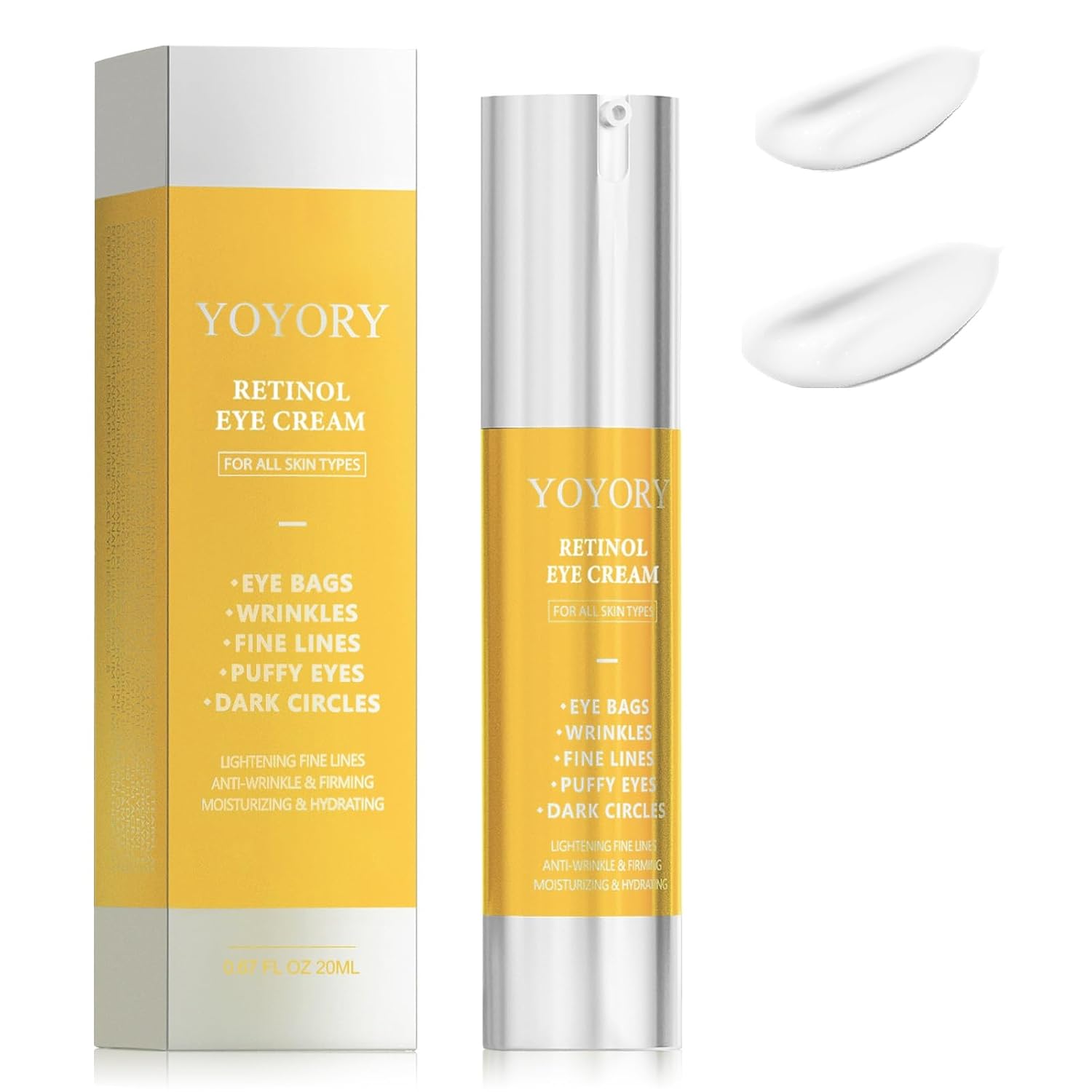 Retinol Eye Cream For Dark Circles & Puffiness – Hydrating & Moisturizing Under Eye Treatment For Wrinkles, Fine Lines & Eye Bags, Gold Formula For Smooth, Revitalized Skin, 0.65 Fl Oz
