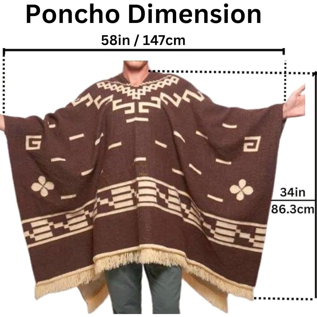 Clint Eastwood, Alpaca Wool Poncho: Western Style, Unique And Handmade In Ecuador. Thick, Warm And Soft Wool Poncho