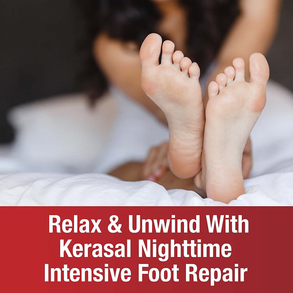Kerasal Nighttime Intensive Foot Repair, Skin Healing Ointment for Cracked Heels and Dry Feet, 1 oz (Packaging May Vary)