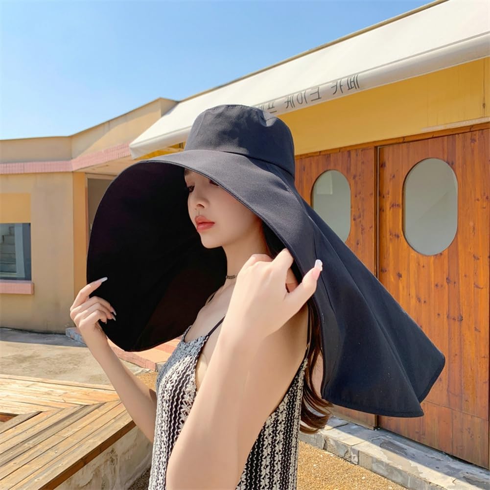 Sun Hats for Women Sun Protection Wide Brim Shawl with Neck Flap Hiking Visor Hat Outdoor Summer Beach