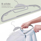 Bagail Plastic Hangers 50 Pack With Non-Slip Design,0.2 Inches Thick, 360°Swivel Hook Space Saving Organizer For Bedroom Closet,Shirts,Pants(Grey- S Shaped)